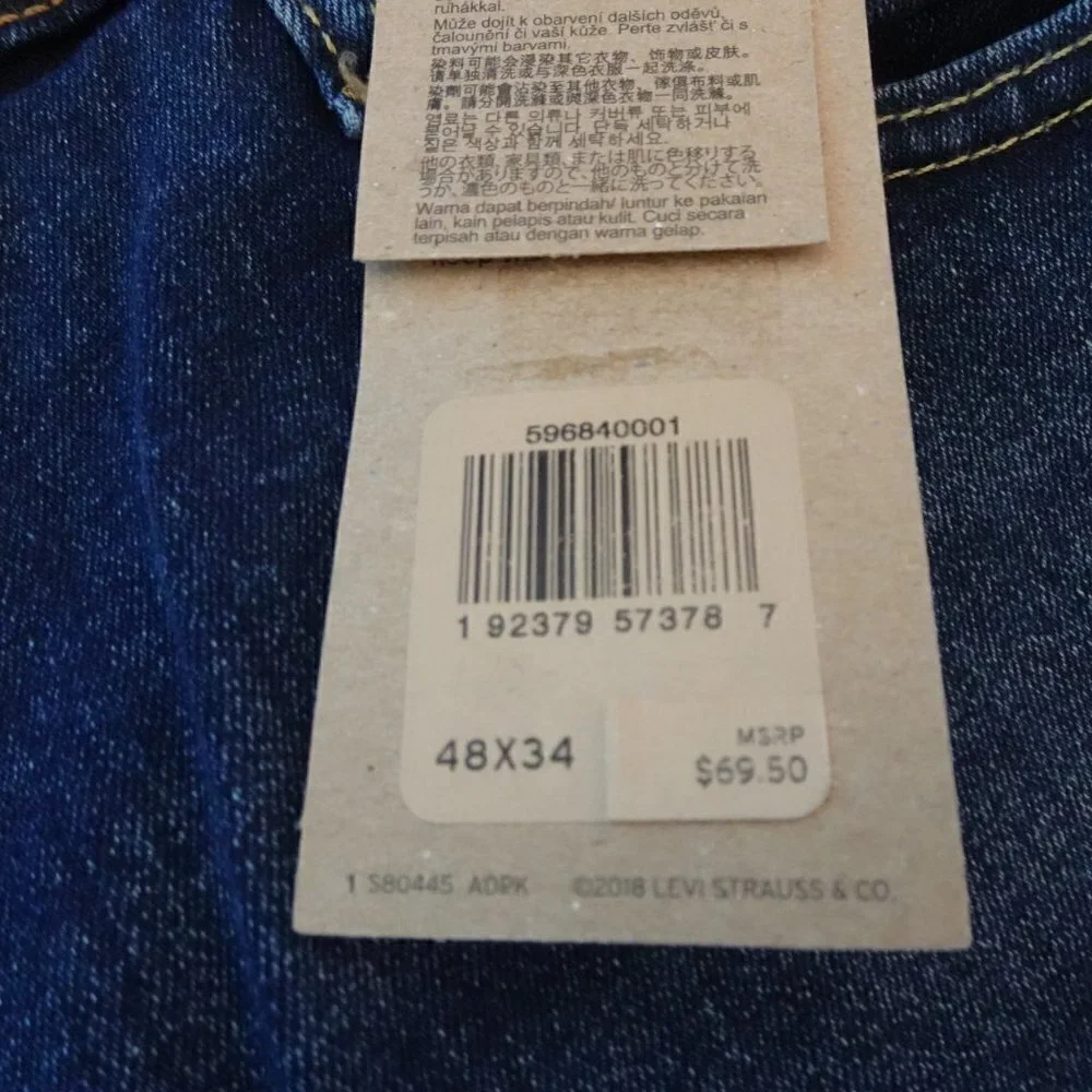Levi's 502 Taper Jeans Big Men's Size 48x34 Blue Stretch Denim Regular Fit